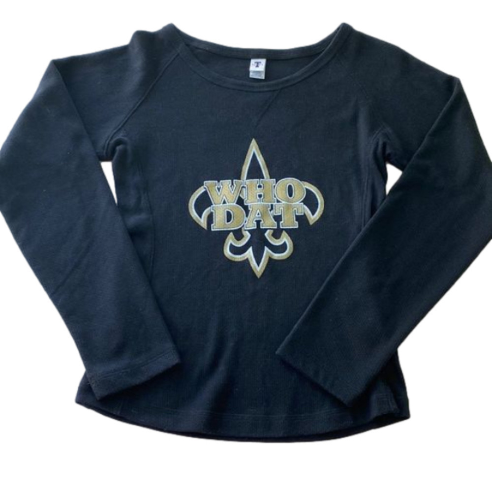Toppy PULLOVER BLACK “WHO DAT” GOLD GRAPHIC SIZE L